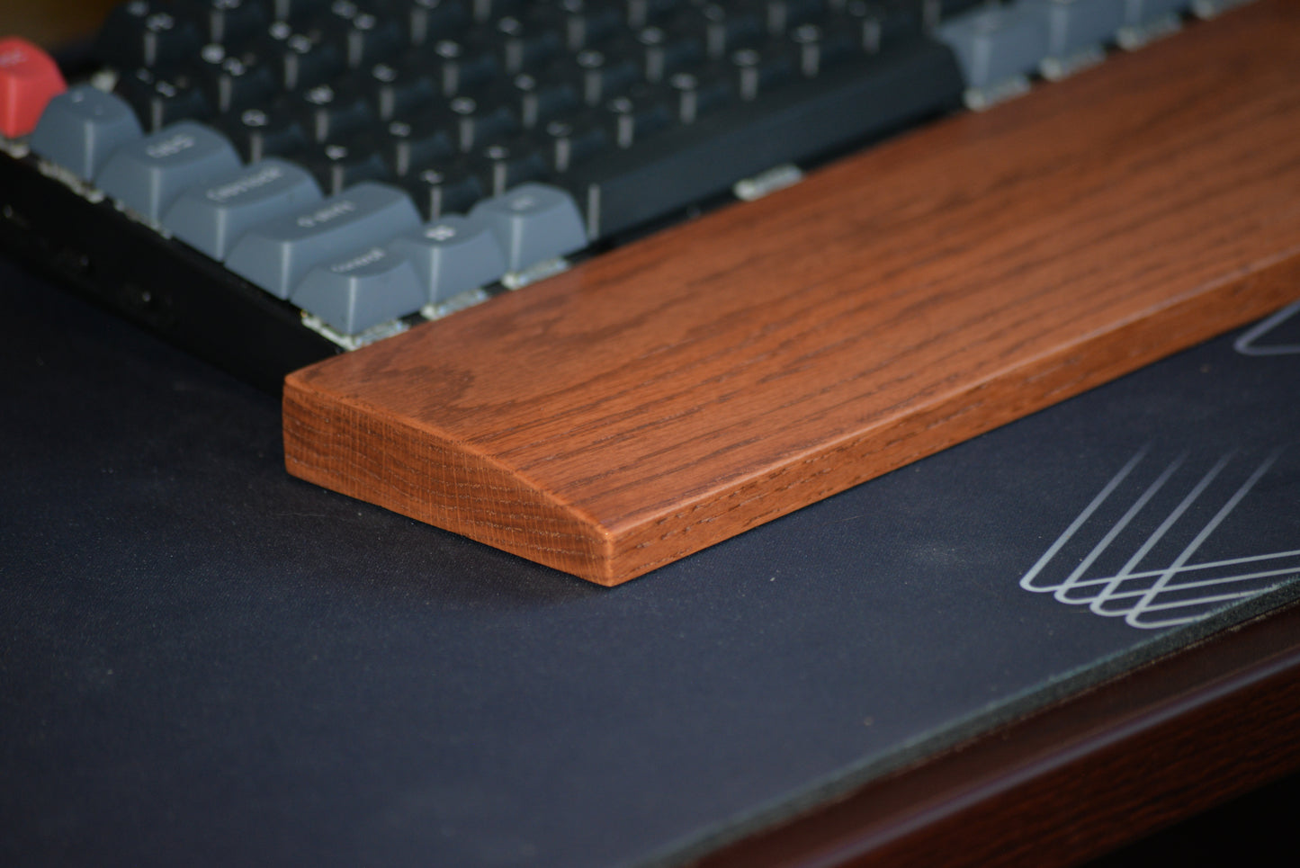 Handcrafted Red Oak Keyboard Wrist Rest – Ergonomic Support, Stained and Finished