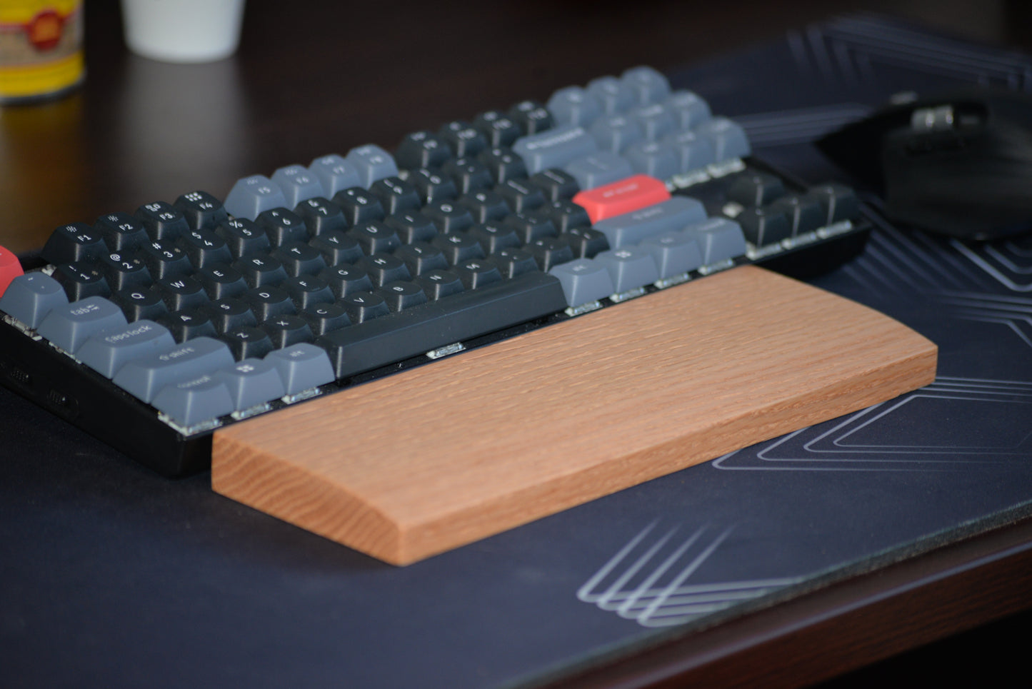 Handcrafted Red Oak Keyboard Wrist Rest – Ergonomic Support, Stained and Finished