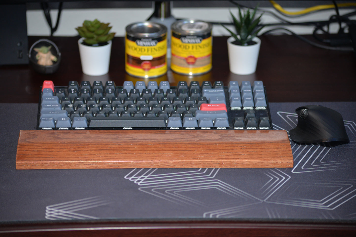 Handcrafted Red Oak Keyboard Wrist Rest – Ergonomic Support, Stained and Finished